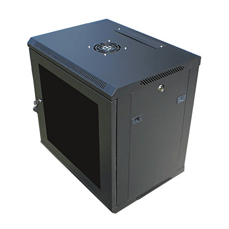 Datacom 19'' rozvádzač 9U/450 mm (sklo) čierny
