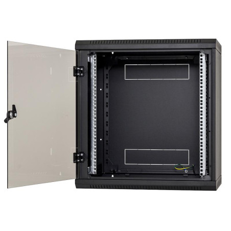 Násten.rack jednodielny 18U/495mm plech.dvere čierny