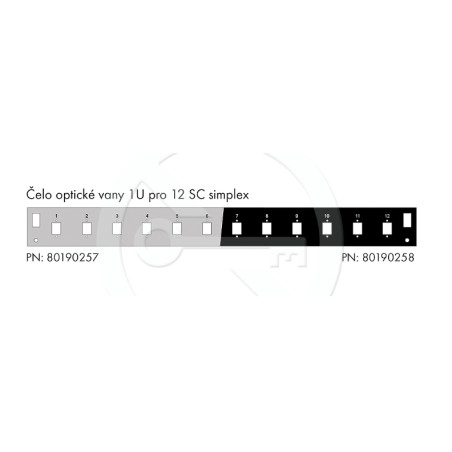 Čelo optickej vane 1U pre 12 SC simplex BK