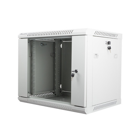 Nástenný rack 19'' 9U 600X450mm šedý flat pack