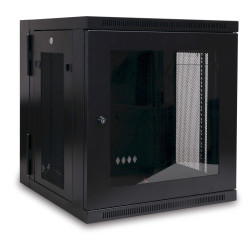 Skriňa SmartRack 12U, Š-600mm, Hl-550mm, hĺbka pre prepínače, presklené dvere, montáž na stenu