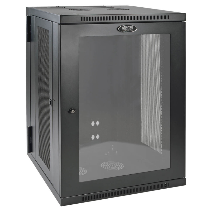 Skriňa SmartRack 18U, Š-600mm, Hl-550mm, hĺbka pre prepínače, presklené dvere, montáž na stenu