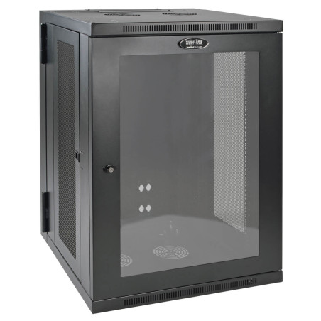 Skriňa SmartRack 18U, Š-600mm, Hl-550mm, hĺbka pre prepínače, presklené dvere, montáž na stenu