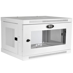 Skriňa SmartRack 6U, Š-600mm, Hl-450mm, hĺbka pre prepínače, presklené dvere, montáž na stenu, biela