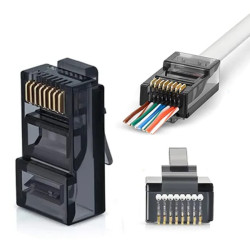 W-star Konektor UTP RJ45EZ Cat5e100ks pozlátený, čierna, pass through RJ45EZ5KS