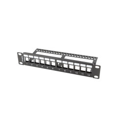 LANBERG PATCH PANEL 12 PORTOV 1U S ORGANIZÉROM PRO KEYSTONE MODULY ČIERNY