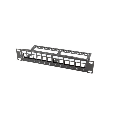 LANBERG PATCH PANEL 12 PORTOV 1U S ORGANIZÉROM PRO KEYSTONE MODULY ČIERNY