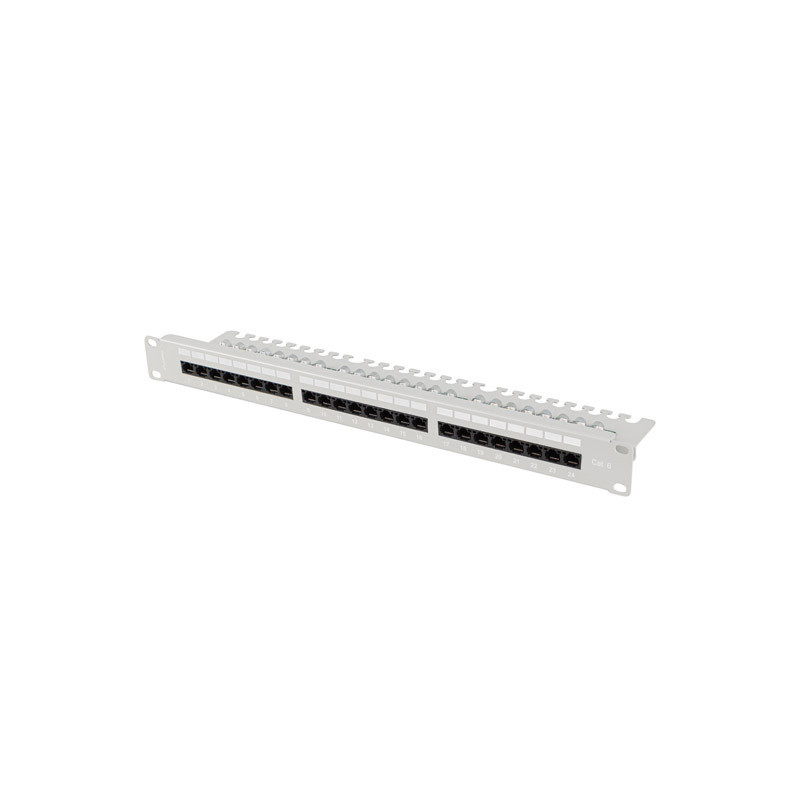 LANBERG PATCH PANEL 24 PORTOV 1U 19'' CAT.6 UTP S POLICIOU ŠEDÝ