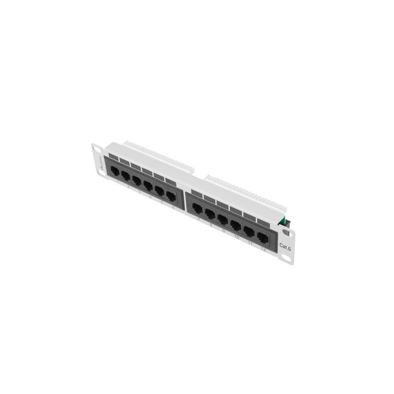 LANBERG PATCH PANEL 12PORT 1U 10'' CAT.6 UTP ŠEDÝ