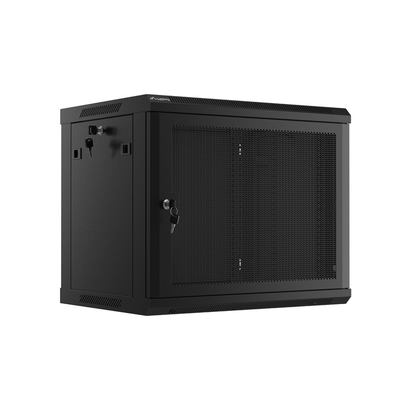 LANBERG 19'' RACKOVÁ SKRIŇA PRO MONTÁŽ NA STENU 9U/600X450 S PERFOROVANÝMI DVERMI ČIERNA