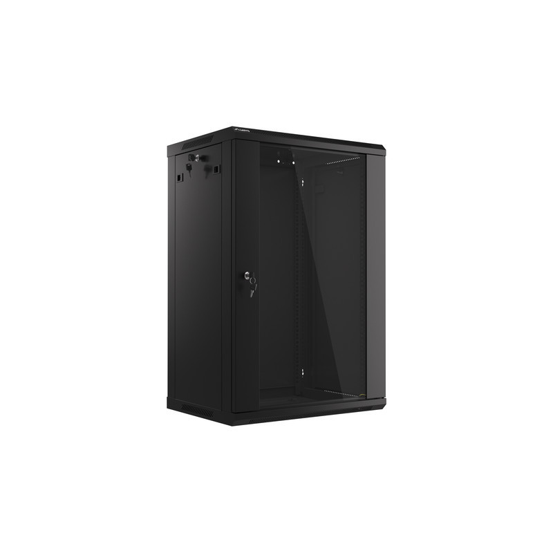 LANBERG 19'' RACKOVÁ SKRIŇA PRO MONTÁŽ NA STENU 18U/600X450 (FLAT PACK) S PROSKLENÝMI DVERMI ČIERNA V2