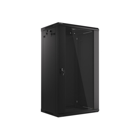 LANBERG 19'' RACKOVÁ SKRIŇA PRO MONTÁŽ NA STENU 22U/600X450 (FLAT PACK) S PROSKLENÝMI DVERMI ČIERNA V2