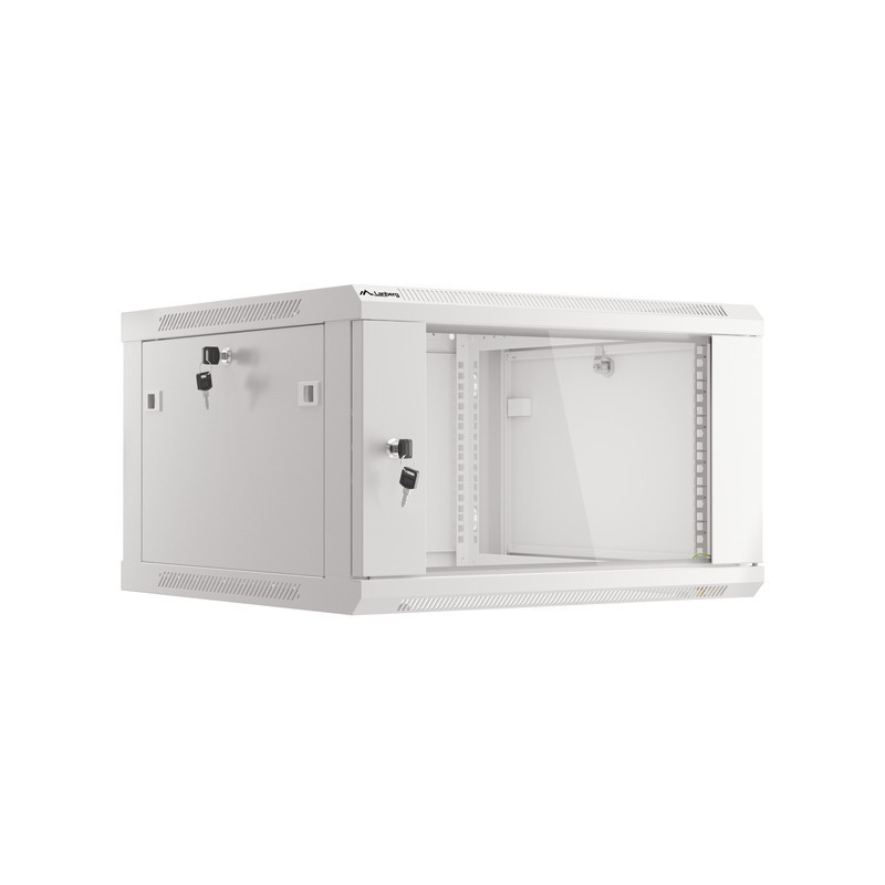 LANBERG 19'' RACKOVÁ SKRIŇA PRO MONTÁŽ NA STENU 6U/600X600 (FLAT PACK) S PROSKLENÝMI DVERAMI ŠEDÁ V2