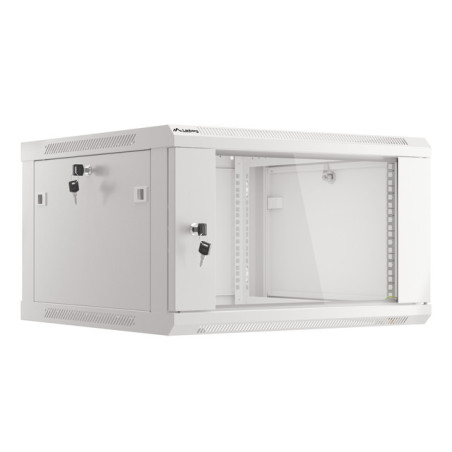 LANBERG 19'' RACKOVÁ SKRIŇA PRO MONTÁŽ NA STENU 6U/600X600 (FLAT PACK) S PROSKLENÝMI DVERAMI ŠEDÁ V2