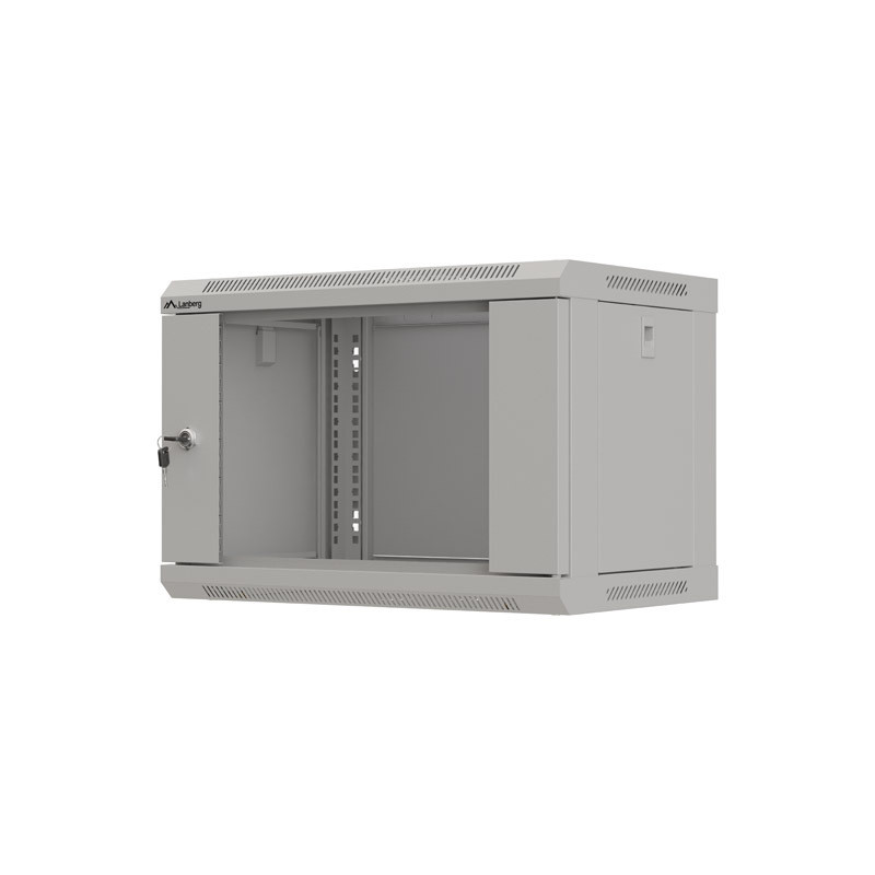 LANBERG 19'' RACKOVÁ SKRIŇA PRO MONTÁŽ NA STENU 6U/540X350 (FLAT PACK) S PROSKLENÝMI DVERAMI ŠEDÁ