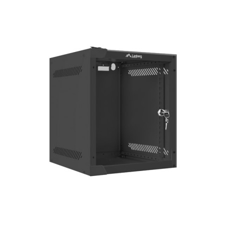 LANBERG RACKOVÁ SKRIŇA 10'' PRO MONTÁŽ NA STENU 6U/280X310 (FLAT PACK) S PROSKLENÝMI DVERMI ČIERNA