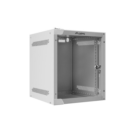 LANBERG RACKOVÁ SKRIŇA 10'' NÁSTENNÁ 6U/280X310 (FLAT PACK) S PRESKLENÝMI DVERMI ŠEDÁ