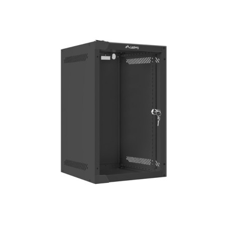 LANBERG RACKOVÁ SKRIŇA 10'' PRO MONTÁŽ NA STENU 9U/280X310 (FLAT PACK) S PROSKLENÝMI DVERAMI ČIERNA