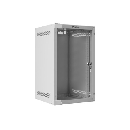 LANBERG RACKOVÁ SKRIŇA 10'' NÁSTENNÁ 9U/280X310 (FLAT PACK) S PRESKLENÝMI DVERAMI ŠEDÁ