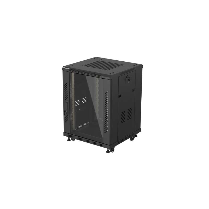 LANBERG INŠTALAČNÝ RACK 19'' 15U 600X600 ČIERNE SKLENENÉ DVERE (PLOCHÉ BALENIE)