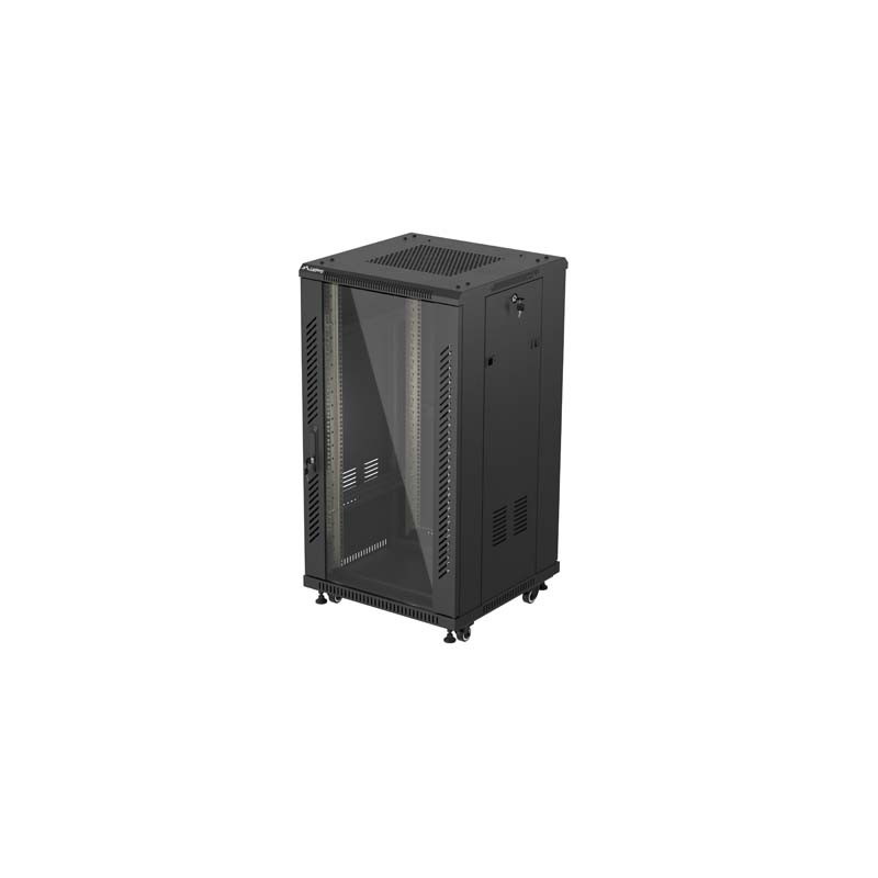 LANBERG INŠTALAČNÝ SKRIŇOVÝ ROZVADEČ 19'' 22U 600X600 ČIERNE SKLENENÉ DVERE (PLOCHÉ BALENIE)