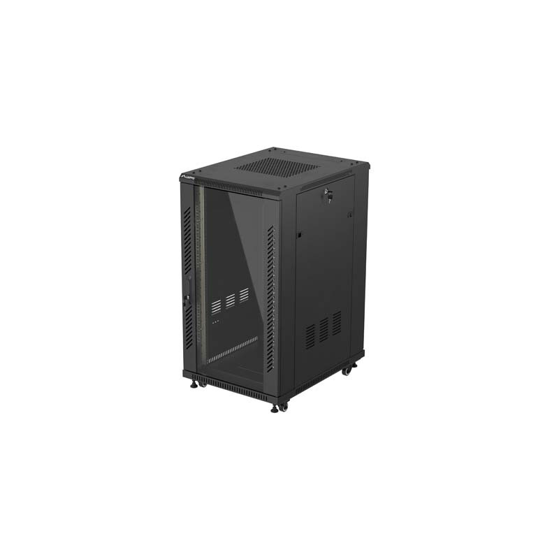 LANBERG INŠTALAČNÝ SKRIŇOVÝ ROZVADEČ 19'' 22U 600X800 ČIERNE SKLENENÉ DVERE (PLOCHÉ BALENIE)