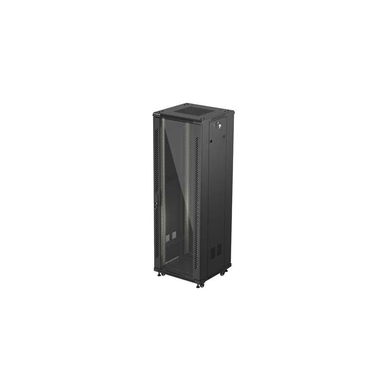 LANBERG 19'' VOĽNE STOJÚCA RACKOVÁ SKRIŇA 37U/600X600 (FLAT PACK) S PRESKLENÝMI DVERAMI ČIERNA