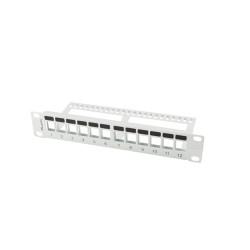 PATCH PANEL 12 PORTOV 1U S ORGANIZÉROM PRO KEYSTONE MODULY ŠEDÝ LANBERG