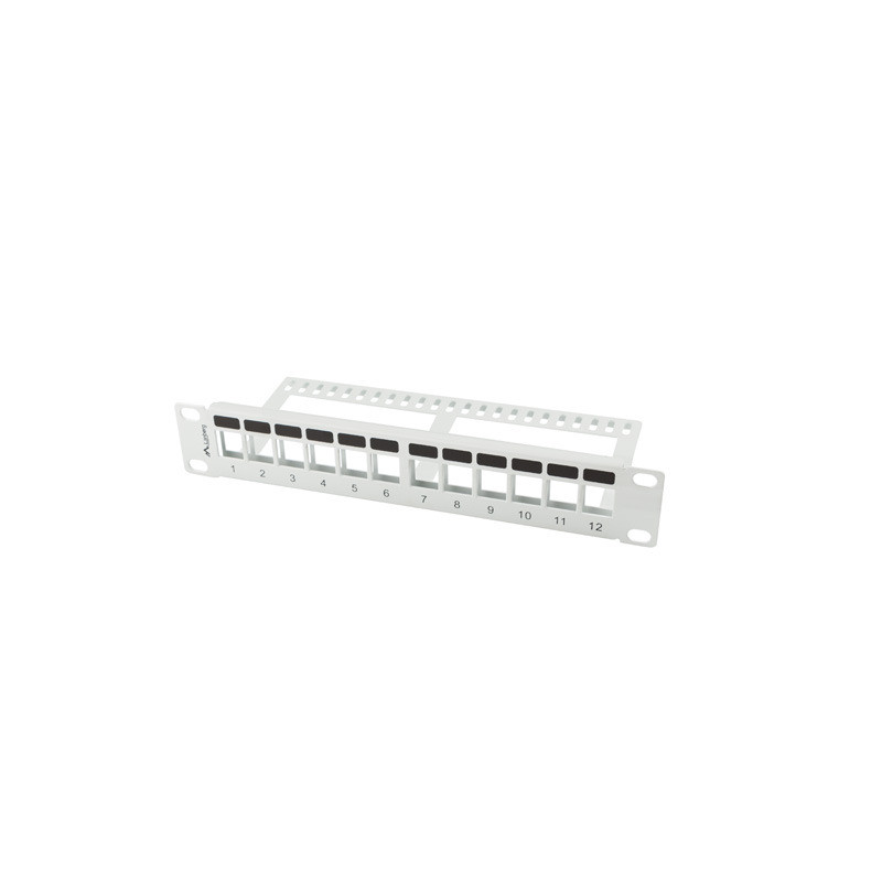 PATCH PANEL 12 PORTOV 1U S ORGANIZÉROM PRO KEYSTONE MODULY ŠEDÝ LANBERG