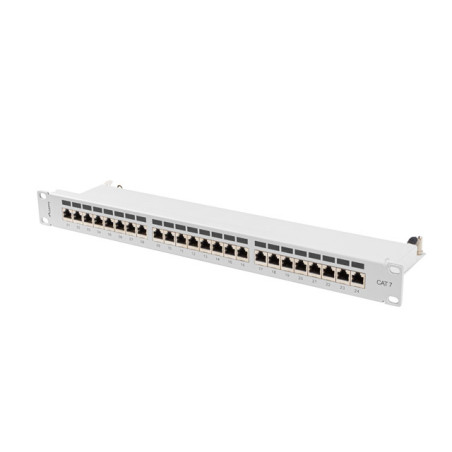 PATCH PANEL 24 PORTOV 1U 19'' CAT.7 FTP TIENENÝ ŠEDÝ LANBERG