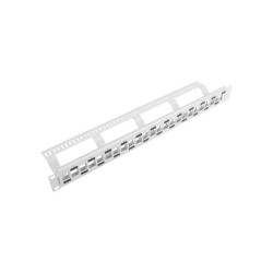 PATCH PANEL 24 PORTOV 1U STRIEDAVÝ S ORGANIZÉROM PRO MODULY KEYSTONE ŠEDÝ LANBERG