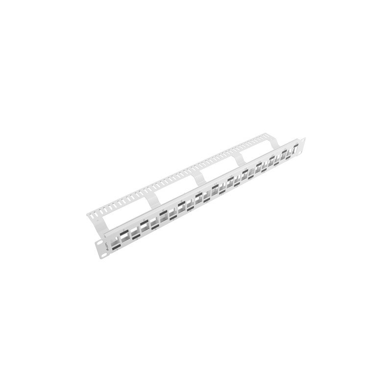PATCH PANEL 24 PORTOV 1U STRIEDAVÝ S ORGANIZÉROM PRO MODULY KEYSTONE ŠEDÝ LANBERG