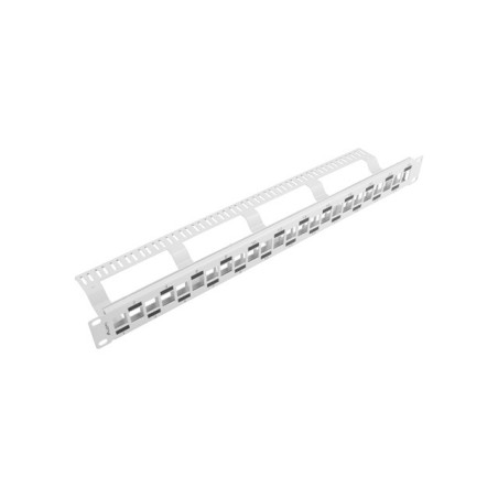 PATCH PANEL 24 PORTOV 1U STRIEDAVÝ S ORGANIZÉROM PRO MODULY KEYSTONE ŠEDÝ LANBERG