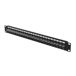PATCH PANEL 24 PORTOV 1U S KONEKTOROM TYPU F ČIERNY LANBERG