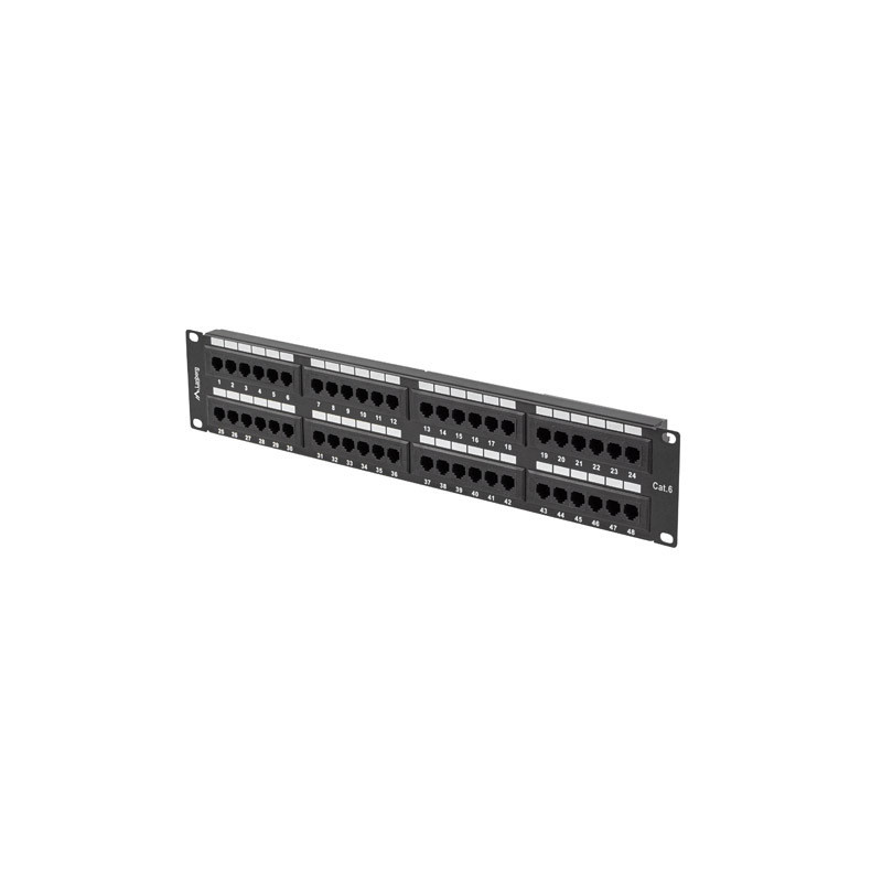 PATCH PANEL 48 PORTOV 2U 19'' CAT.6 UTP ČIERNY LANBERG