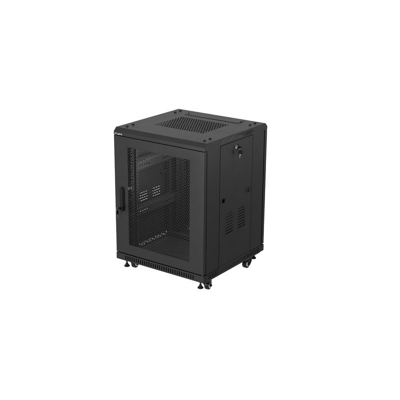 INŠTALAČNÝ ROZVADEČ 19'' 15U 600X600 ČIERNE PERFOROVANÉ DVERE LANBERG (PLOCHÉ BALENIE)