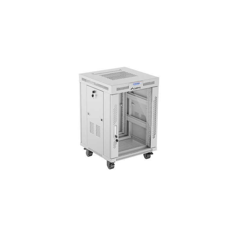 19'' VOĽNE STOJÚCA RACKOVÁ SKRIŇA 15U 600X600 ŠEDÉ SKLENENÉ DVERE LCD LANBERG (FLAT PACK) V2