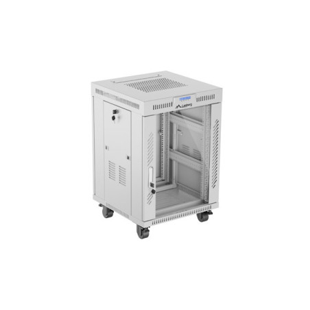 19'' VOĽNE STOJÚCA RACKOVÁ SKRIŇA 15U 600X600 ŠEDÉ SKLENENÉ DVERE LCD LANBERG (FLAT PACK) V2