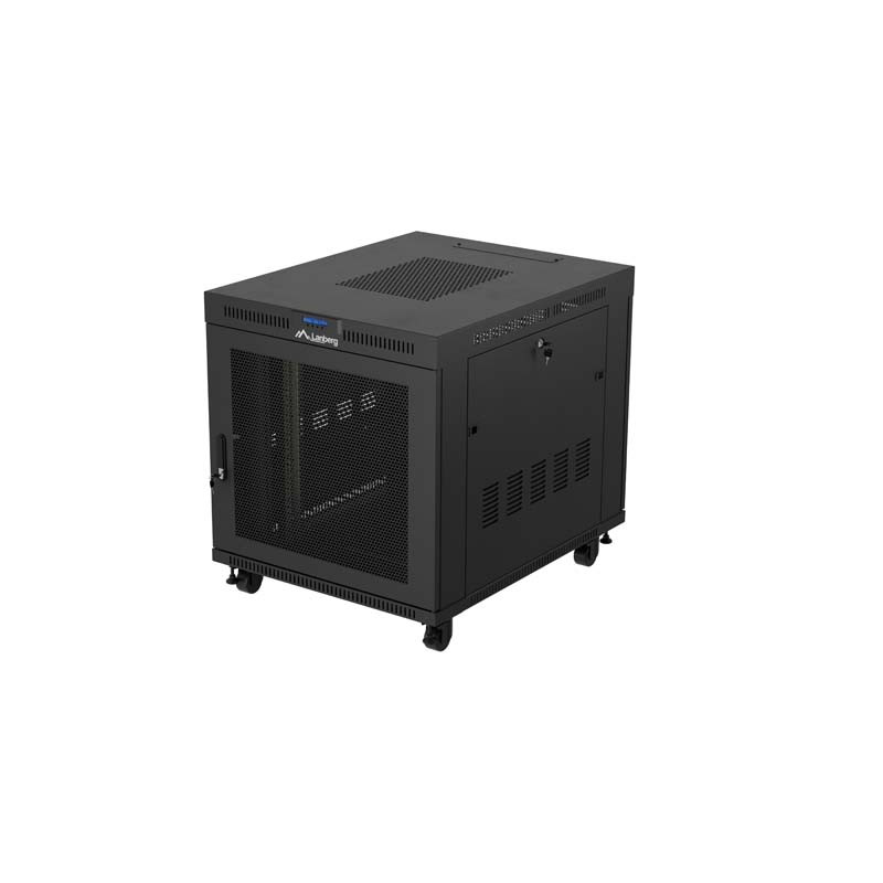 19'' VOĽNE STOJÚCA RACKOVÁ SKRIŇA 15U/800X1000 (FLAT PACK) ČIERNA S PRESKLENÝMI DVERAMI LCD LANBERG V2