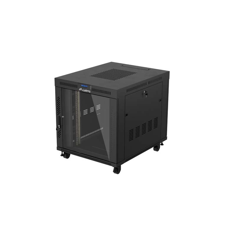 19'' VOĽNE STOJÚCA RACKOVÁ SKRIŇA 15U/800X1000 (FLAT PACK) S PRESKLENÝMI DVERAMI LCD ČIERNA LANBERG V2