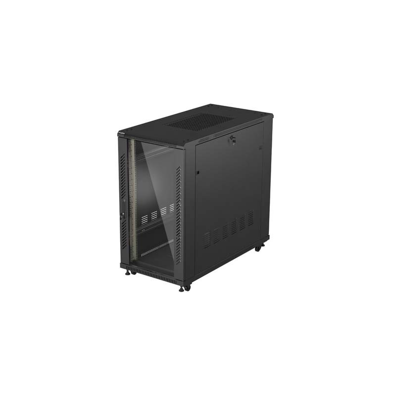 19'' VOĽNE STOJÚCA RACKOVÁ SKRIŇA 22U 600X1200 ČIERNE SKLENENÉ DVERE LANBERG (PLOCHÉ BALENIE)