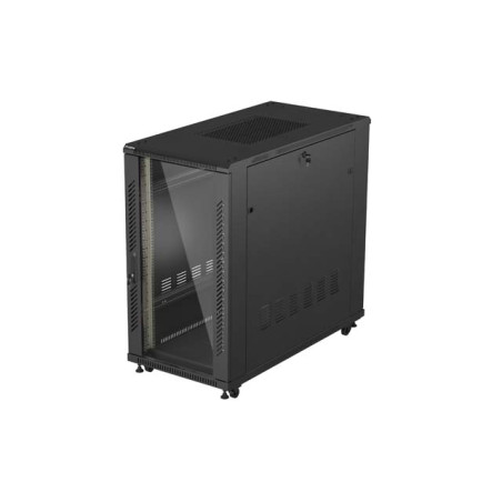 19'' VOĽNE STOJÚCA RACKOVÁ SKRIŇA 22U 600X1200 ČIERNE SKLENENÉ DVERE LANBERG (PLOCHÉ BALENIE)