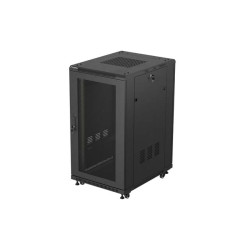 19'' VOĽNE STOJÚCA RACKOVÁ SKRIŇA 22U/600X800 (FLAT PACK) SO SIEŤOVÝMI DVERAMI ČIERNA LANBERG