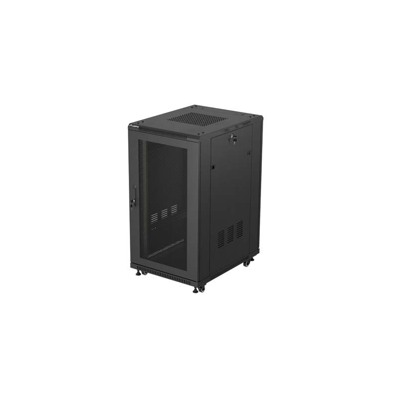 19'' VOĽNE STOJÚCA RACKOVÁ SKRIŇA 22U/600X800 (FLAT PACK) SO SIEŤOVÝMI DVERAMI ČIERNA LANBERG