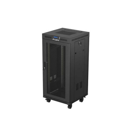 19'' VOĽNE STOJÚCA RACKOVÁ SKRIŇA 24U 600X600 ČIERNA S PERFOROVANÝMI DVERAMI LANBERG (FLAT PACK) V2