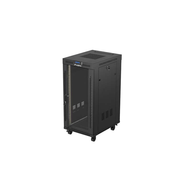 19'' VOĽNE STOJÚCA RACKOVÁ SKRIŇA 24U 600X800 ČIERNE SKLENENÉ DVERE LCD LANBERG (FLAT PACK) V2