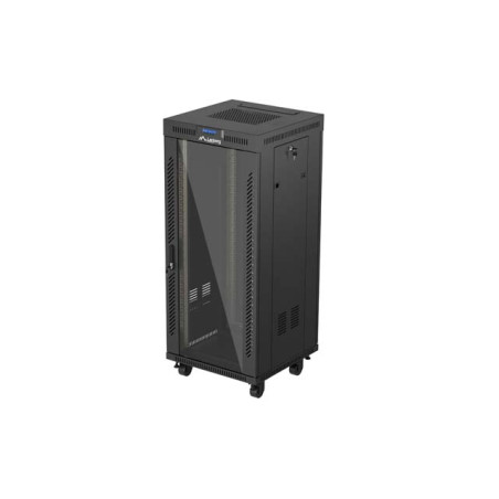 19'' VOĽNE STOJÚCA RACKOVÁ SKRIŇA 27U/600X600 (FLAT PACK) S PRESKLENÝMI DVERAMI LCD ČIERNA LANBERG V2