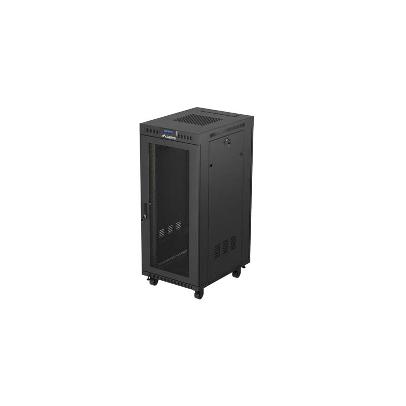 19'' VOĽNE STOJÚCA RACKOVÁ SKRIŇA 27U/600X800 (FLAT PACK) SO SIEŤOVÝMI DVERAMI LCD ČIERNA LANBERG V2