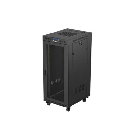 19'' VOĽNE STOJÚCA RACKOVÁ SKRIŇA 27U/600X800 (FLAT PACK) SO SIEŤOVÝMI DVERAMI LCD ČIERNA LANBERG V2
