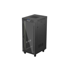 19'' VOĽNE STOJÚCA RACKOVÁ SKRIŇA 27U/600X800 (FLAT PACK) S PRESKLENÝMI DVERAMI LCD ČIERNA LANBERG V2